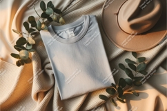Folded gray tshirt and hat mockup Product Image 1