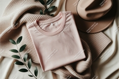 Pink tshirt with hat and leaves mockup Product Image 1