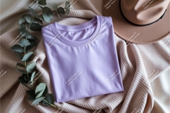 Purple shirt with leaves mockup Product Image 1