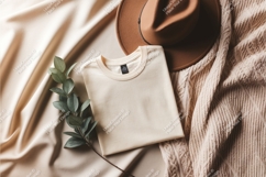 Beige sweatshirt with hat mockup Product Image 1