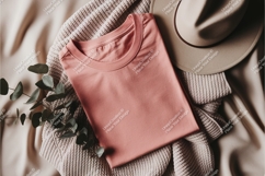 Folded tshirt with hat mockup Product Image 1
