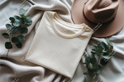 Beige tshirt with hat mockup Product Image 1