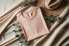 Pink tshirt with hat mockup Product Image 1
