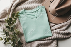 Folded tshirt with leaves mockup Product Image 1