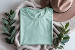 Folded tshirt with leaves mockup Product Image 1