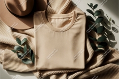 Beige tshirt with hat mockup Product Image 1