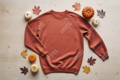 Brown sweatshirt with pumpkins mockup Product Image 1