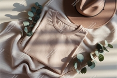 Beige tshirt with a hat mockup Product Image 1