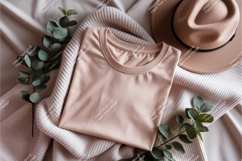 Beige tshirt with leaves mockup Product Image 1