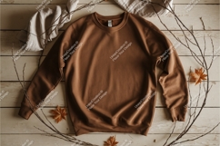 Brown sweatshirt with fall leaves mockup Product Image 1