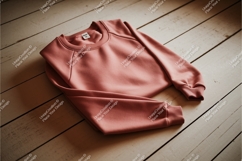 Pink sweatshirt on wood background mockup Product Image 1