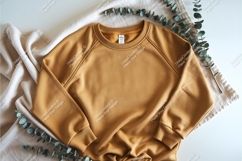 Yellow sweatshirt on beige fabric mockup Product Image 1