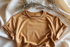 Yellow shirt on beige background mockup Product Image 1