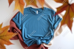 Blue tshirt with leaves mockup Product Image 1
