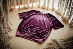 Purple velvet shirt with macrame mockup Product Image 1