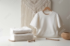 White tshirt with macrame decor mockup Product Image 1