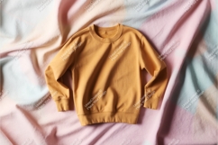 Yellow sweatshirt on fabric mockup Product Image 1