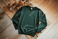 Green sweatshirt on wood mockup Product Image 1