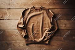 Brown sweatshirt on wood mockup Product Image 1