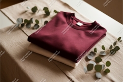 Maroon sweatshirt on table mockup Product Image 1