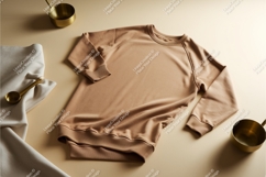 Brown sweatshirt on beige mockup Product Image 1