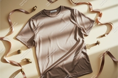 Brown tshirt with ribbon mockup Product Image 1
