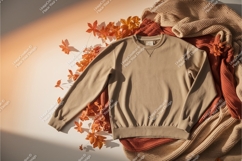 Beige sweatshirt with leaves mockup Product Image 1
