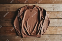 Brown sweatshirt on wood mockup Product Image 1