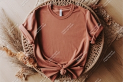Brown tshirt on woven basket mockup Product Image 1