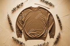 Brown sweatshirt and leaves mockup Product Image 1