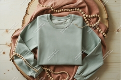 Sage green sweatshirt with beads mockup Product Image 1
