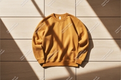 Yellow sweatshirt on tile mockup Product Image 1
