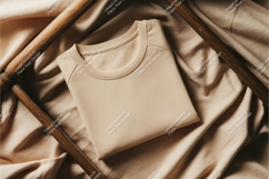 Beige sweatshirt folded flat lay mockup Product Image 1