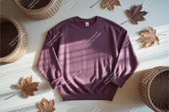 Maroon sweatshirt with fall leaves mockup Product Image 1