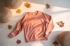 Peach sweatshirt with autumn leaves mockup Product Image 1