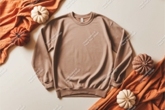 Brown sweatshirt with pumpkins mockup Product Image 1