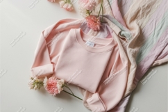 Pink sweatshirt and flowers mockup Product Image 1