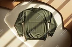 Olive green sweatshirt flat lay mockup Product Image 1