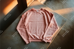 Salmon sweatshirt on table mockup Product Image 1