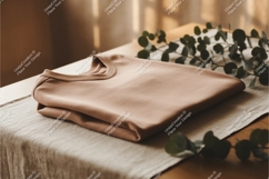 Folded brown sweatshirt on table mockup Product Image 1