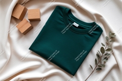 Green shirt on fabric mockup Product Image 1