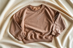 Beige sweatshirt on fabric mockup Product Image 1