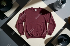 Maroon sweatshirt on surface mockup Product Image 1