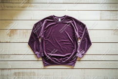 Purple long sleeved shirt on wood mockup Product Image 1