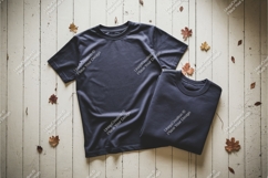 Blue shirts with autumn leaves mockup Product Image 1