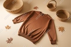 Brown sweatshirt with baskets mockup Product Image 1