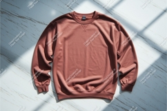 Brown sweatshirt on marble mockup Product Image 1