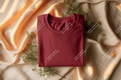Maroon tshirt on fabric mockup Product Image 1