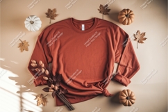 Brown sweatshirt with fall decor mockup Product Image 1