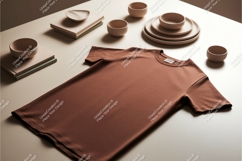 Brown tshirt on table mockup Product Image 1